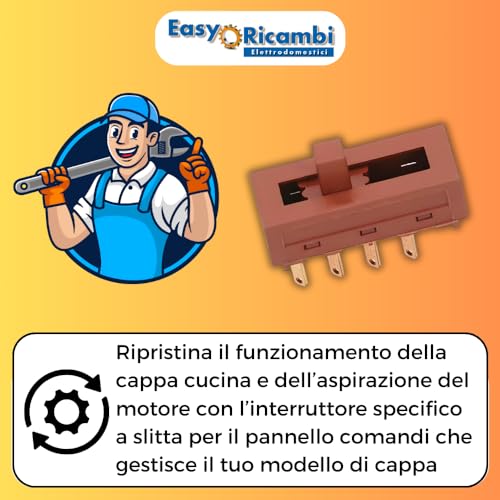EasyRicambi – Dunstabzugshaubenschalter für Haubenmotorgeschwindigkeit, 8 Kontakte 4 Positionen 0-I-2-3, für Dunstabzugshaubenmodelle: Faber AEG Candy Elica TILLY Vega Eliobloc