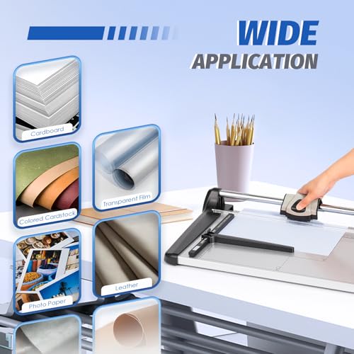 Image of Rotary Paper Trimmer, 15 Sheets Heavy Duty Paper Trimmer, 670mm(26.37 inch) Cutting Length, Commercial Grade Rotary Paper Cutter for Home /Office /School, Black & Silver