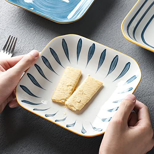 Evannt Porcelain Dessert Salad Plates Set Of 4 Square Ceramic Dinner Plates 7 Inch Janpanese Style Serving Plates Dishes For Appetizer Pasta Snacks Sushi (Square) #TOP6