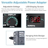 Uniwersalny zasilacz sieciowy 3 V – 24 V 5 A 120 W regulowany adapter AC/DC, regulowany zasilacz sieciowy 100 V-240 V AC na DC konwerter z wyświetlaczem napięcia LED i 14 końcówkami i konwerterem