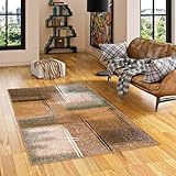 Designer Teppich Modern Wohnzimmer Schlafzimmer Esszimmer Kurzflor Brilliant Beige Grün Verlauf