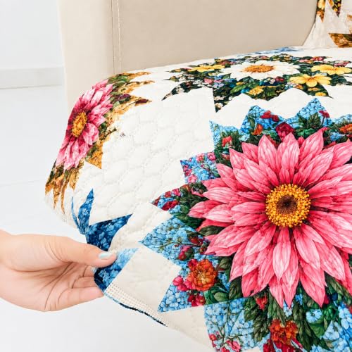 Image of Homerz Premium Printed Quilted Velvet Sofa Slip Cover Protector, Sofa Mat, Exact Size, Antislip Cover (Morocco, 1 Seater, Full)
