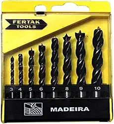 Jogo de Brocas Para Madeira, Fertak, 8 Peças