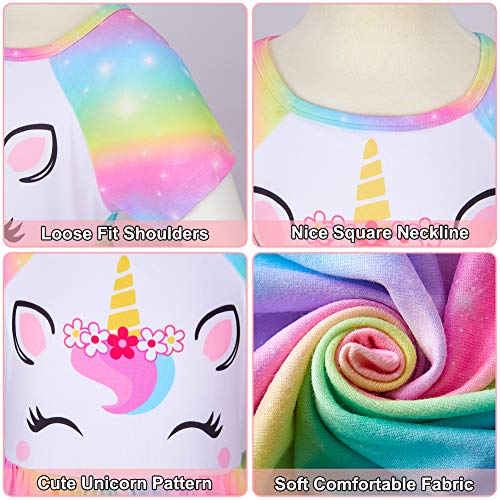 Play Tailor Doll And Girl Matching Nightgown Unicorn Outfit Pajamas Night Dress For Girls And 18" Dolls Clothes, 4-5T, Rainbow #TOP4