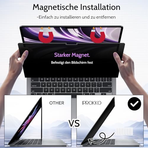 Filtro de privacidad magnético de 4 vías de alta precisión para MacBook Air de 13,6" 3