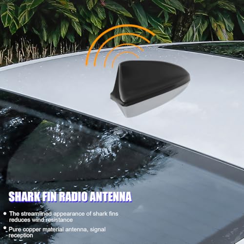 Norkmdi Car Shark Fin Antenna Cover, Vehicle AM/FM Radio Signal Aerial Cover with Adhesive Tape, Top Roof Mount Automotive Antenna Replacement Decoration Accessories, Universal Fit (Black)
