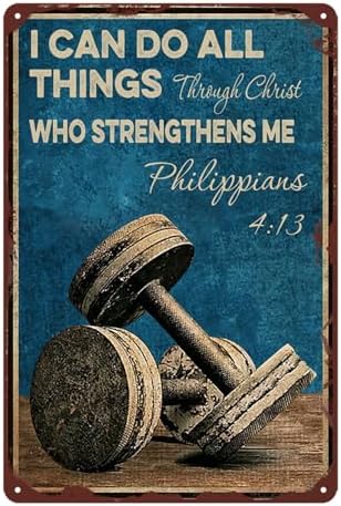 Workout Room Decor Gym Motivational Sign I Can Do All Things Thro...
