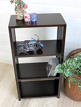 Amazon｜格子ウッドラック M ダークブラウン H89cm (OT-78