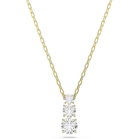Swarovski Stilla Attract pendant, Round cut, White, Gold-tone plated
