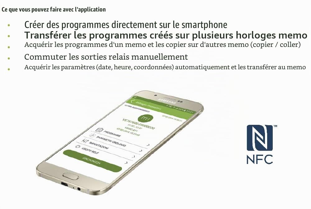 VEMER VE343000 MEMO AST2 - Minuterie Crépusculaire Astronomique, Interrupteur avec Interface NFC, Installation sur rail DIN, 2 Canaux, Blanc