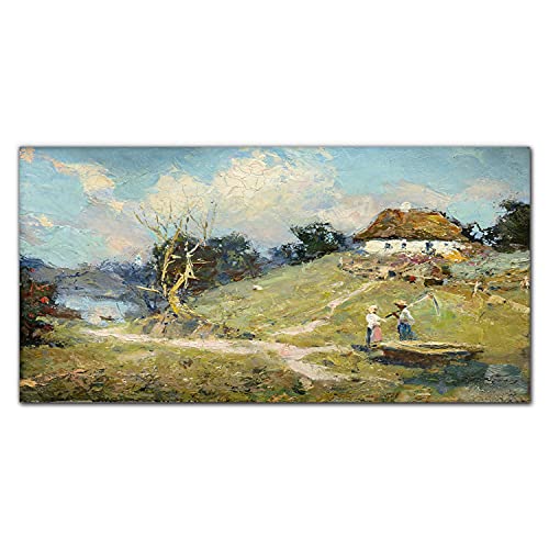 Impression sur verre faune de village 100x50cm pour sublimer le salon