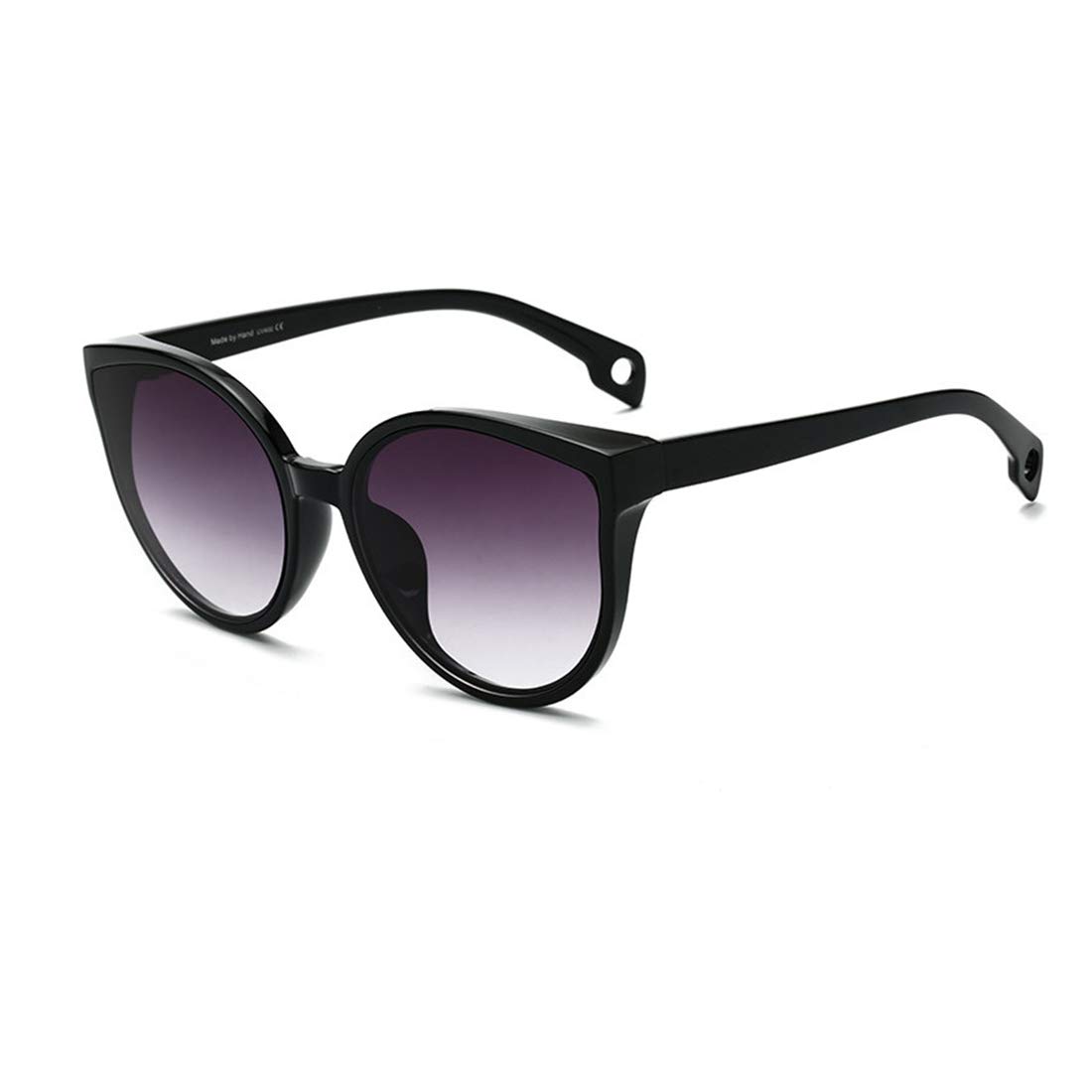Long Keeper Cat Eye Sunglasses for Women Ladies Trendy Oversized Sunglasses Round Cateye Sun Glasses With UV Protection (Black Frame - Gradient Grey Lens (C4))