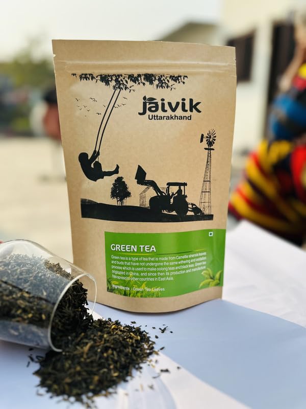 Image of Jaivik Uttarakhand Green Grass Tea, Nettle Tea (100g Each), Unique Blend Crafted Loose Leaf for Chai Lovers across India, Combo (Pack of 2)