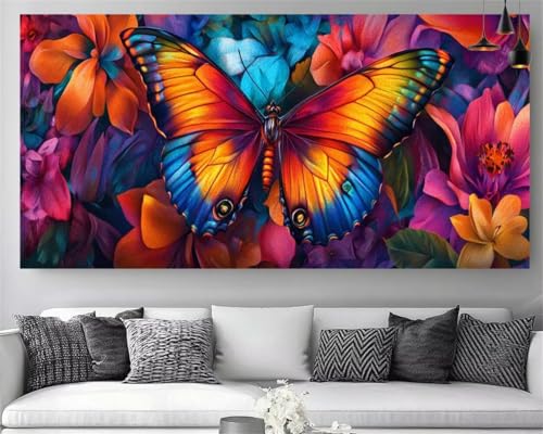 Broderie diamant gem art tableau peinture numero adulte papillon 80x160cm