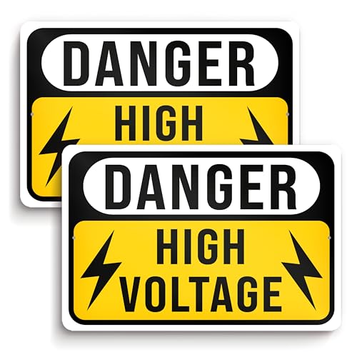 2 PC Danger High Voltage Signs, 7x10 Aluminum Electrical Warning Signs