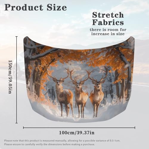 Image of Car Hood Flag Cover,A Decorative Starfish Cover with Forest Deer Herd Design for Car Windshields,Suitable for Cars,Trucks,and Vans