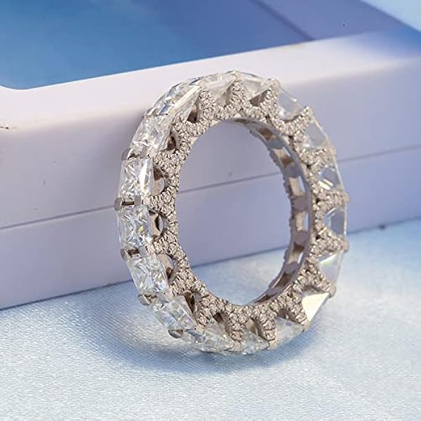 Epinki Vrouwen Band Ringen, 14K/18K Witgouden Ring Eternity 0.3ct Moissanite Ring voor Bruiloft