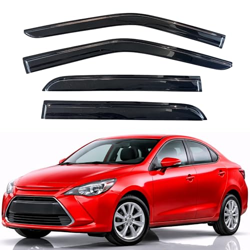 Image of KPY Rain Guards Fit for 2014-2019 Toyota Yaris Sedan, Out-Channel Window Visors Vent Wind Deflectors 4PC, Car Accessories for 14-19 Yaris Sedan (Excludes Hatchback)