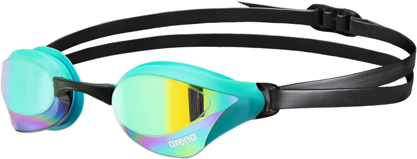 Unisex Cobra Core Swipe Anti-Fog Racing Swim Goggles for Men and Women Polycarbonate Mirror Lens, Emerald-Peacock
