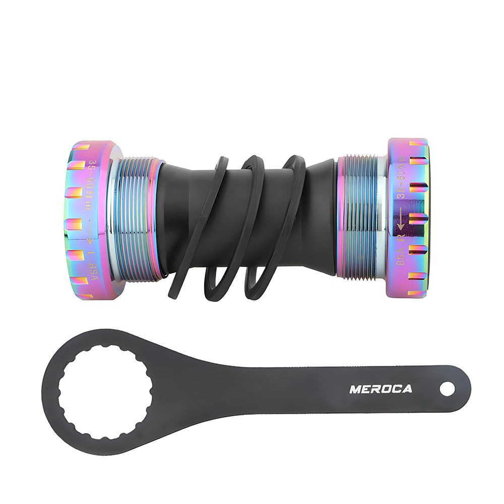 HillMiles MTB Bike Bearing Bottom Bracket, BSA 68-73mm BB Bottom Bracket, Bicycle bottom bracket for Mountain Road Bikes (Bottom Bracket with Wrench, Colorful)