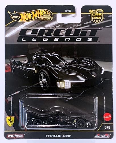 Hot Wheels Cultura de coche premium - Circuit Legends 2025 961K - 0/5 Ferrari 499P Chase negro con protector