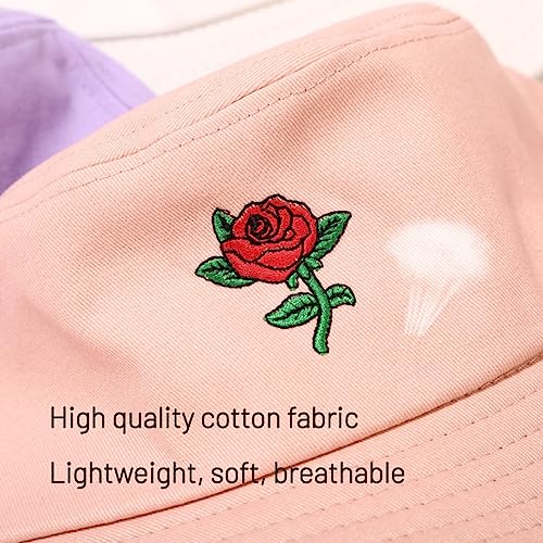 Image of Cotton Bucket Hat for Women Men Summer Travel Sun Beach Bucket Cap, Unisex Outdoor Fisherman Hat