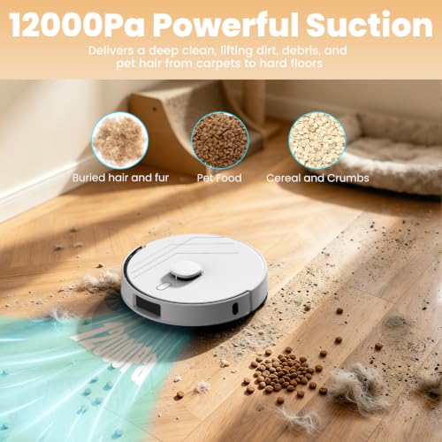 T30+ Robot Vacuum and Mop Self-Emptying with 12,000Pa, No-Collision Obstacle Avoidance, Carpet Detection, Anti-Tangle Brushes, 240 Mins, 75-Day Capacity, No-Go Zones, Home Mapping, App/Alexa Control - Image 4