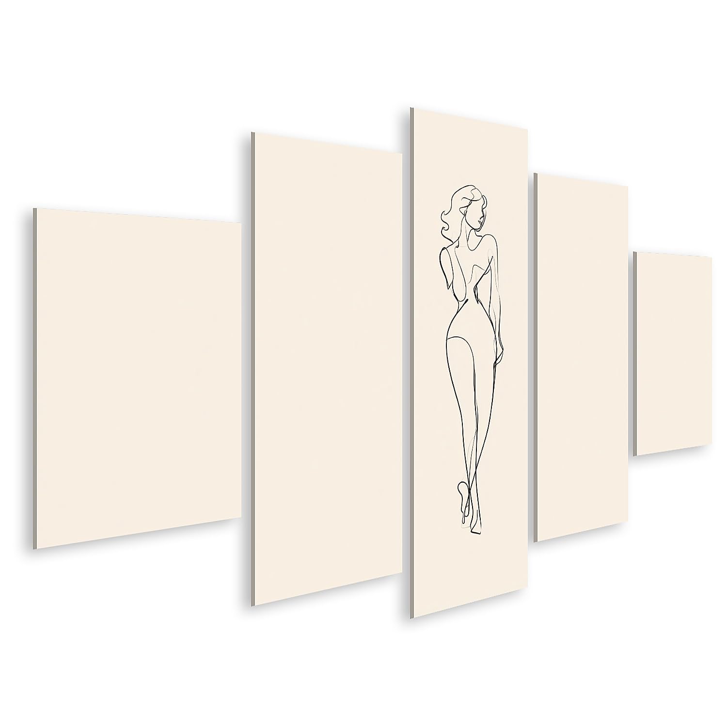 islandburner Bild auf Leinwand Elegante Frauen-Silhouette Kunstdruck Schlafzimmer Für Kunstliebhaber - 5-teilig