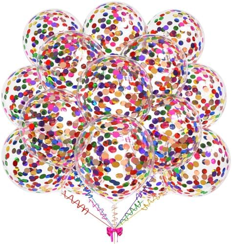 KALOR 50pcs Multicolor Foil Confetti Balloons,12 inch Latex Ballo...