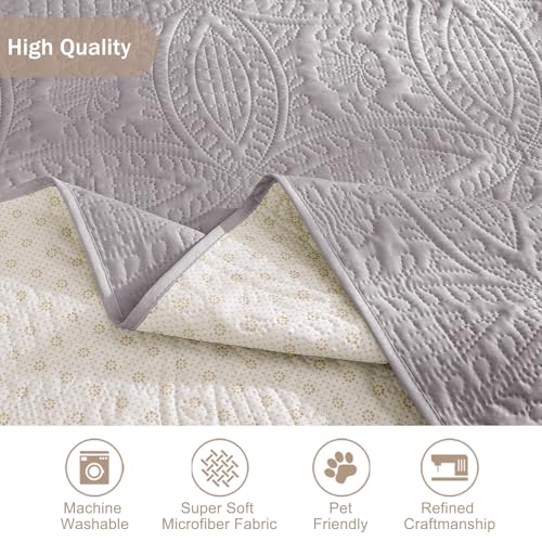Image of Quilted Grand Sofa Covers Washable, Couch Cover for Grand Sofa, Soft Cozy Couch Protector for 4 Cushion Couch, Oversized Grand Sofa Slipcovers Water-Repellent (Grand Sofa 88 inch, Cloud Purple)