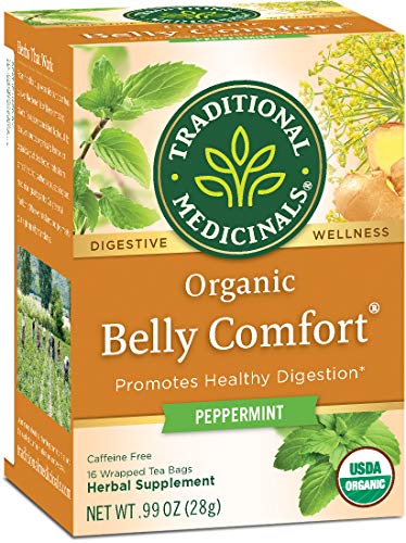 Traditional Medicinals Organic Belly Comfort Peppermint Digestive Tea, 16 Tea Bags (Pack of 1)