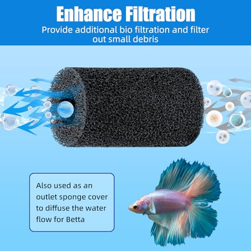 Image of AQUANEAT 12-Pack Pre-Filter Sponge for Aquarium Shrimp Fry Fish Tank Filter 0.8 inch Intake, Replacement Foam Cover