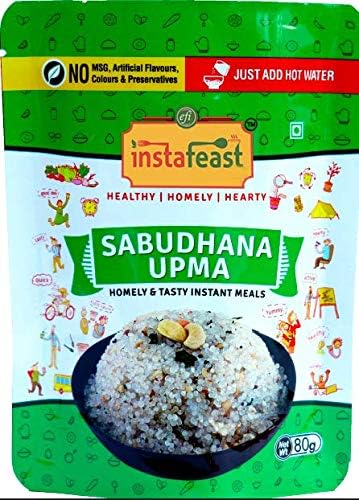 Instafeast Sabudhana Upma Saver Pack| Instant Meal, Ready to Eat, Just Add Hot Water | No preservatives, no Artificial Colours 480 g (Pack of 6 X 80g)