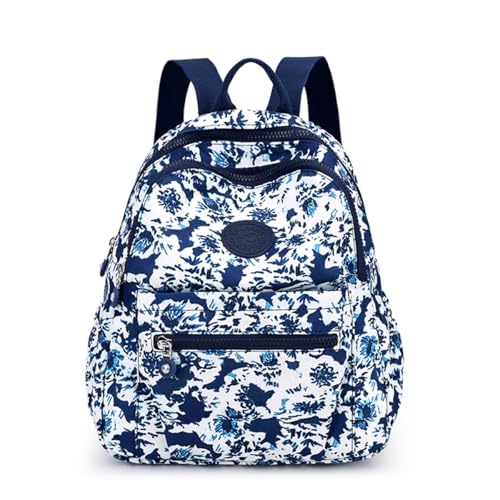 Image of Tanweibago Mini Nylon Women Backpacks,11L Small Ladies backpacks Casual Lightweight Women Shopping Travel Daypack (A-White Navy)