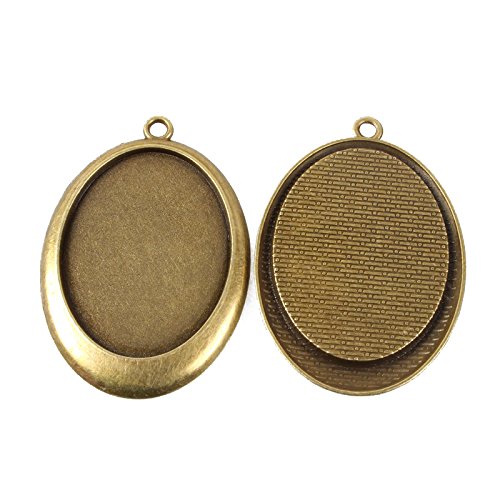 Pandahall 10pcs 40x30mm Vintage Tibetan Style Alloy Pendant Cabochon Bezel