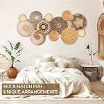 Laquedecraft Set 12 Boho Wicker Rattan Plate Basket Set For Décor Hanging Wall | Large Woven Farmhouse Rustic Bohemian Art Baket Hangings For Decorative Home, Bedroom, Living Room, Kitchen, Bathroom (Classic, 12) - Image 2