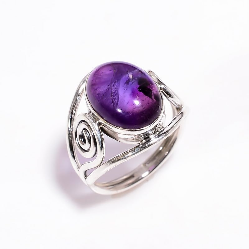 Bague améthyste anti-ternissement alliance argent confortable