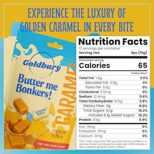 Goldbury Delights Butter Me Bonkers Caramel Toffee, 6.4 oz (Pack of 1) - Creamy, Buttery, & Delicious Individually Wrapped Chewy Caramel Toffee Candy, Ideal for Party Favors & Special Occasions - image 8