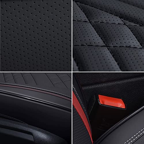 Image of GXT Deluxe Faux Leather Full Coverage Car Seat Cover Anti-Slip Universal Fits for Sedans SUV Pick-up Truck with Headrests,Interior Accessories(Black with Red Strip)