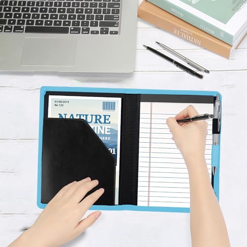 Image of Padfolio /Portfolio Binder, Mini Padfolio Portfolio Binder 5 x 8 Legal Writing Pad, A5 Document Organizer Folder for Men Women, Light Blue.