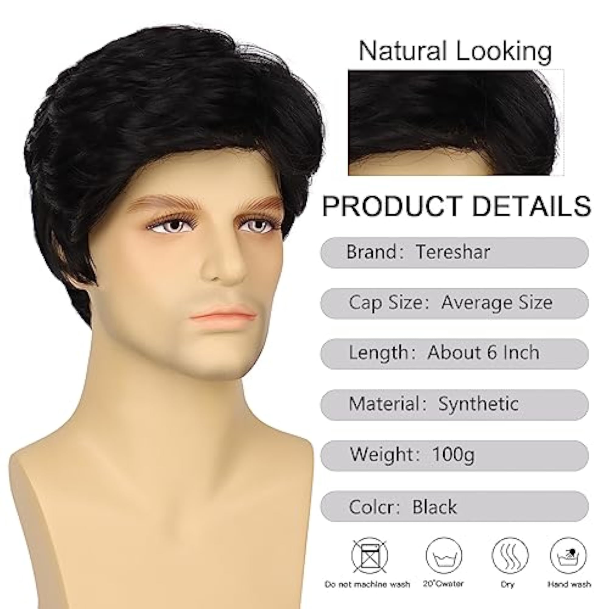 Men's Dark Brown Short Layered Wavy Synthetic Wig