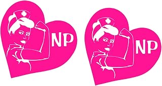 2 Pack - NP - Nurse Practitioner | Car Decal Vinyl Sticker Graphics | 11 Inches Wide by 11 Inches Height HOM1757B.41 Pink