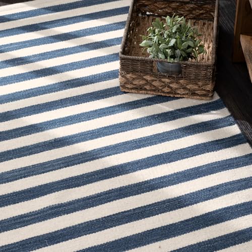 Tapete Artesanal Home Conservatory 4x6 Pies Azul/Marfil miniatura 4