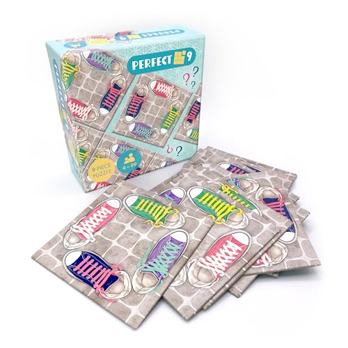 Original Perfect 9 pussel – 9-bitars pussel, knepigt tänkande spel för vuxna och barn från 4 år – kompakt storlek, perfekt för resor – meditativt tålamod (sneakers)