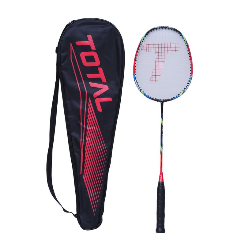 Total Thunder isodynamic Sport Series Strung Badminton Racquet, Multicolor | Lightweight and Durable Aluminum Racquet with Full Cover for Enhanced Control and Precision (100G, Red/Black)