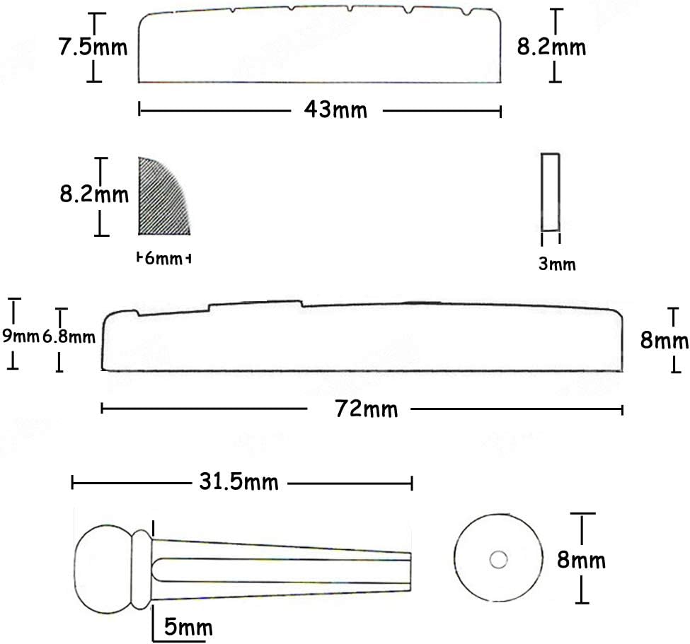 Guitar Bone Bridge Saddle Nut Bone Bridge Pins Made And String Winder Cutter and Bridge Pin Puller, Guitar Repair Tool Functional 3 in 1 : Musical Instruments