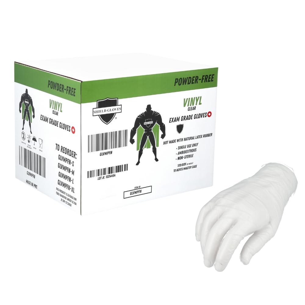 PackagingSuppliesByMail Vinyl Disposable Gloves, 1000 Pack, Size Medium, Clear, Latex-Free, Powder-Free, Non-Sterile, Food Safe Gloves