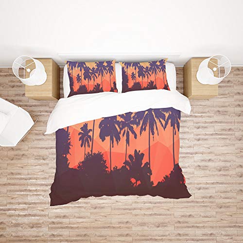 Housse de couette de lit supérieure King size à motif tropical