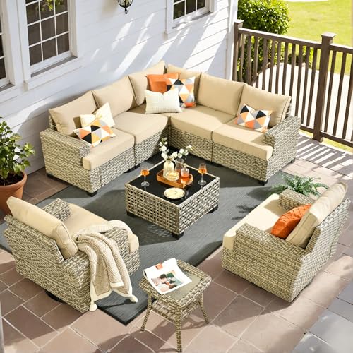 9-Piece Outdoor Wicker Sectional Patio Furniture Set