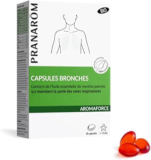 PRANARÔM - Aromaforce - Capsules Bronches - Santé Respiratoire - Aux Huiles Essentielles 100% BIO - 30 Capsules